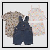 Collage of baby TONIS clothing sets