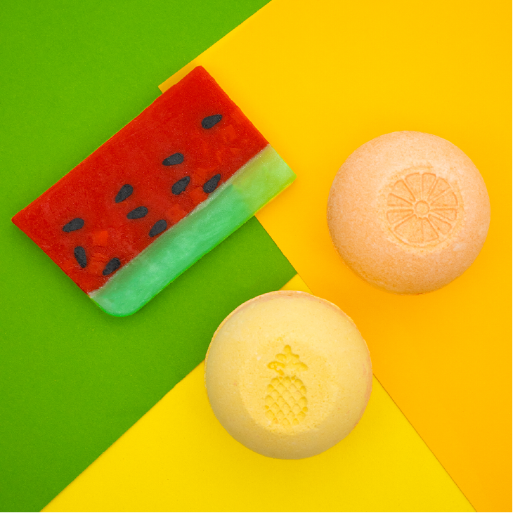 Bars of soap that look like watermelon and lemons