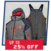 up to 25% off ice fishing clothing